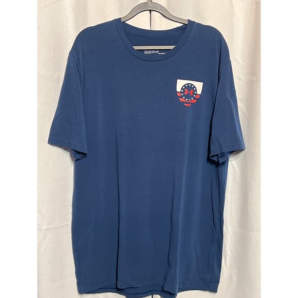 Under Armour Mens Brave And Free T-Shirt Blue Short Sleeve Size L Polyester Blen - Picture 1 of 9